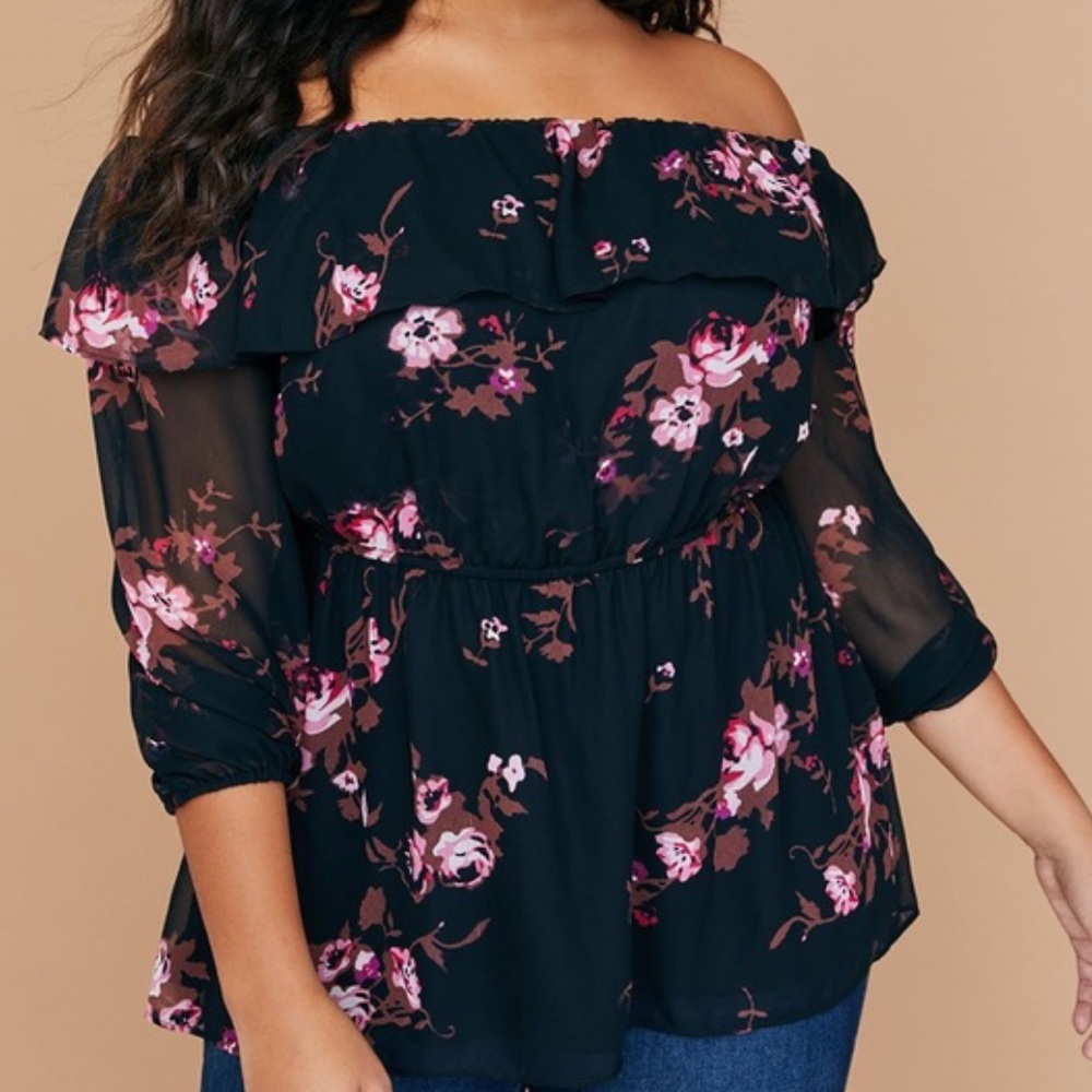 Lane Bryant Floral Printed Off-Shoulder Top